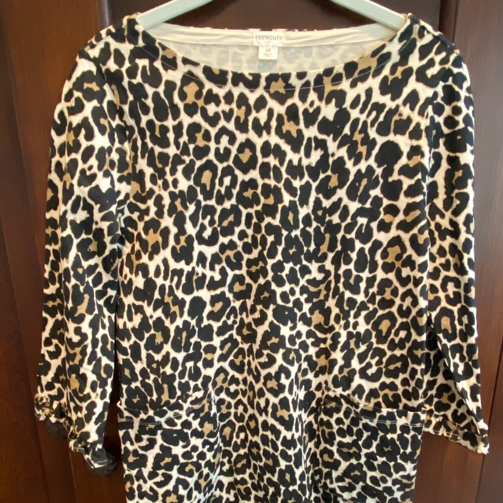 NWT Girls Cheetah print cotton knit dress size 14